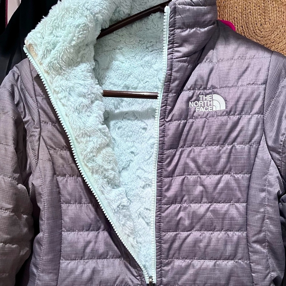 Girls large north face reversible puffer